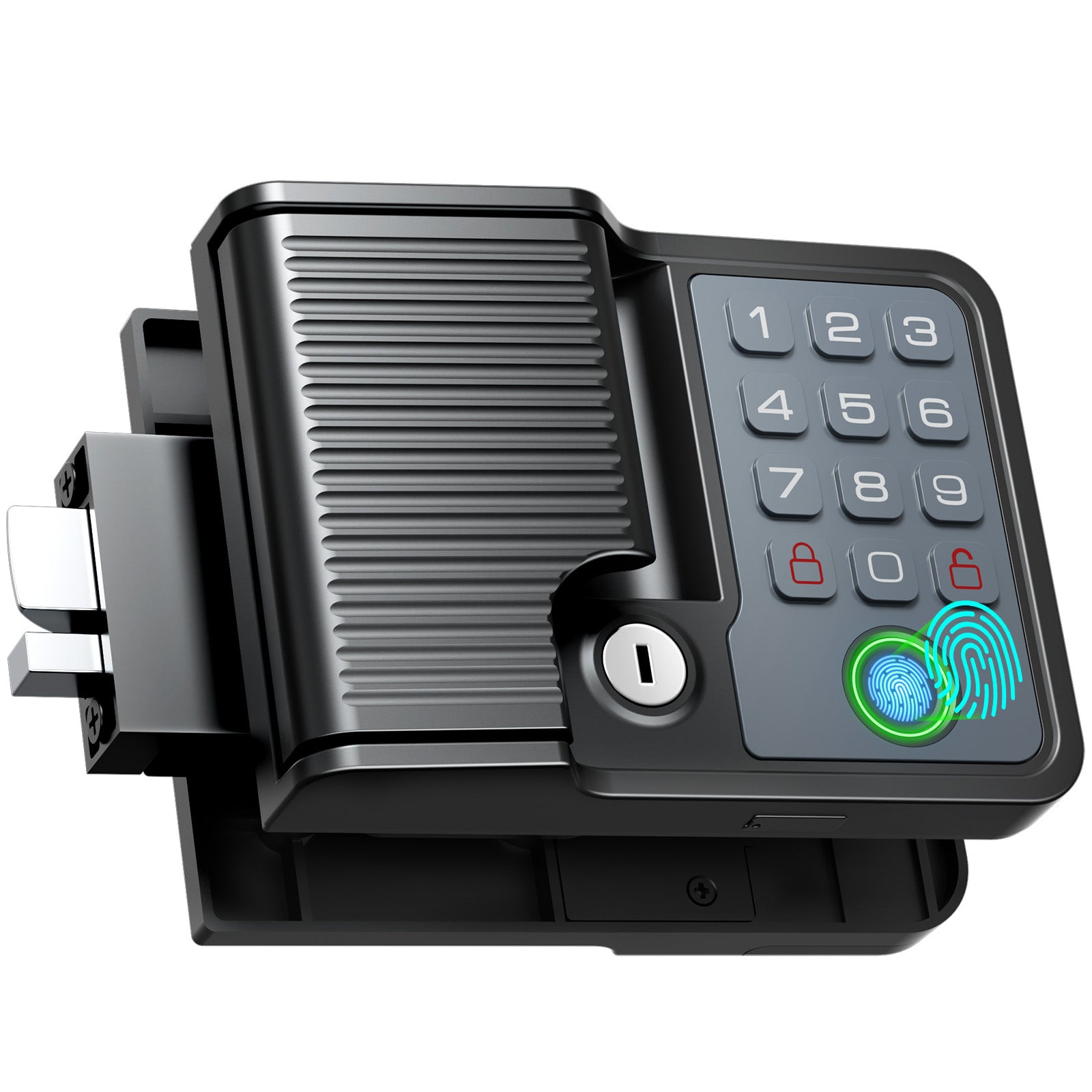 RV Door Lock Keyless Entry - Waterproof with Smart Voice Guidance, Remote, Fingerprint & Keypad, Full Metal Camper Motorhome Trailer Latch Handle Replacement, Fits 3.75"x2.75" Lock Hole