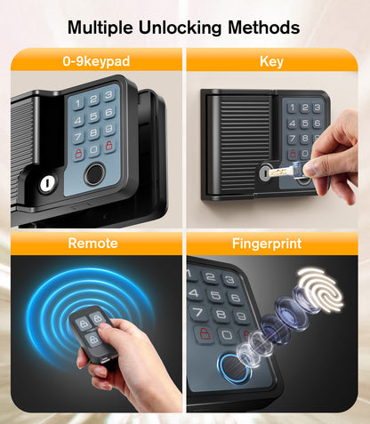 RV Door Lock Keyless Entry - Waterproof with Smart Voice Guidance, Remote, Fingerprint & Keypad, Full Metal Camper Motorhome Trailer Latch Handle Replacement, Fits 3.75"x2.75" Lock Hole