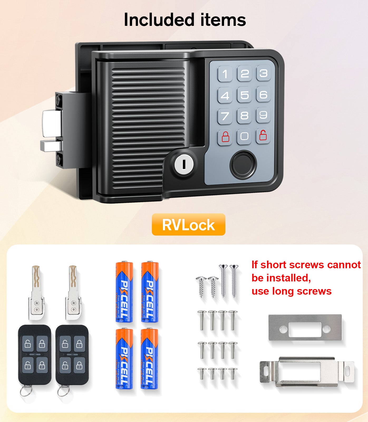 RV Door Lock Keyless Entry - Waterproof with Smart Voice Guidance, Remote, Fingerprint & Keypad, Full Metal Camper Motorhome Trailer Latch Handle Replacement, Fits 3.75"x2.75" Lock Hole